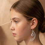Load image into Gallery viewer, Dangling Feathered Link 925 Sterling Silver Earrings