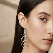 Geometric Circle Link 925 Sterling Silver Earrings