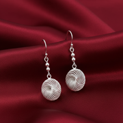 Geometric Waves 925 Sterling Silver Dangling Hook Earrings for Women