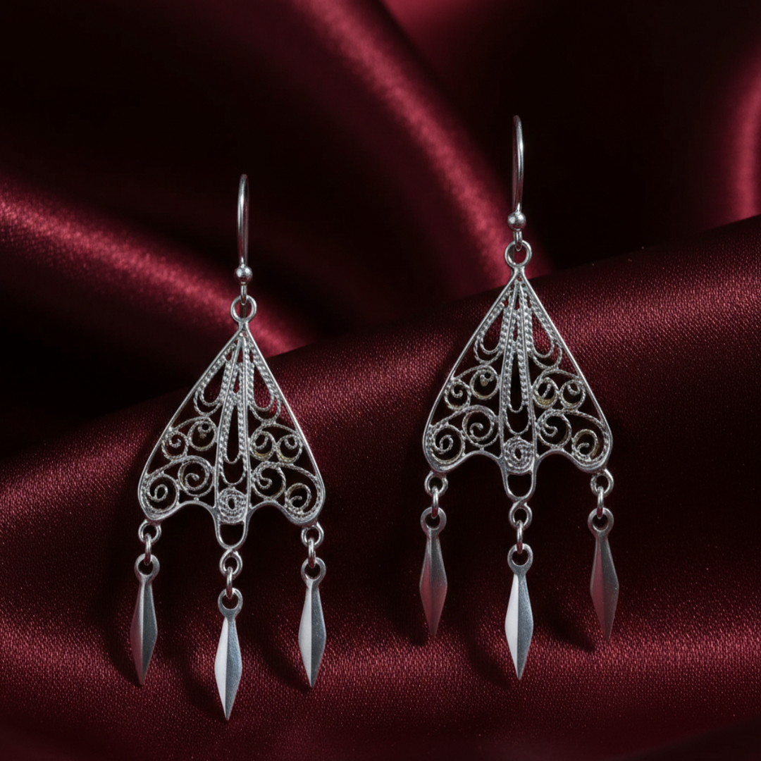 Tribal Link 925 Sterling Silver Earrings