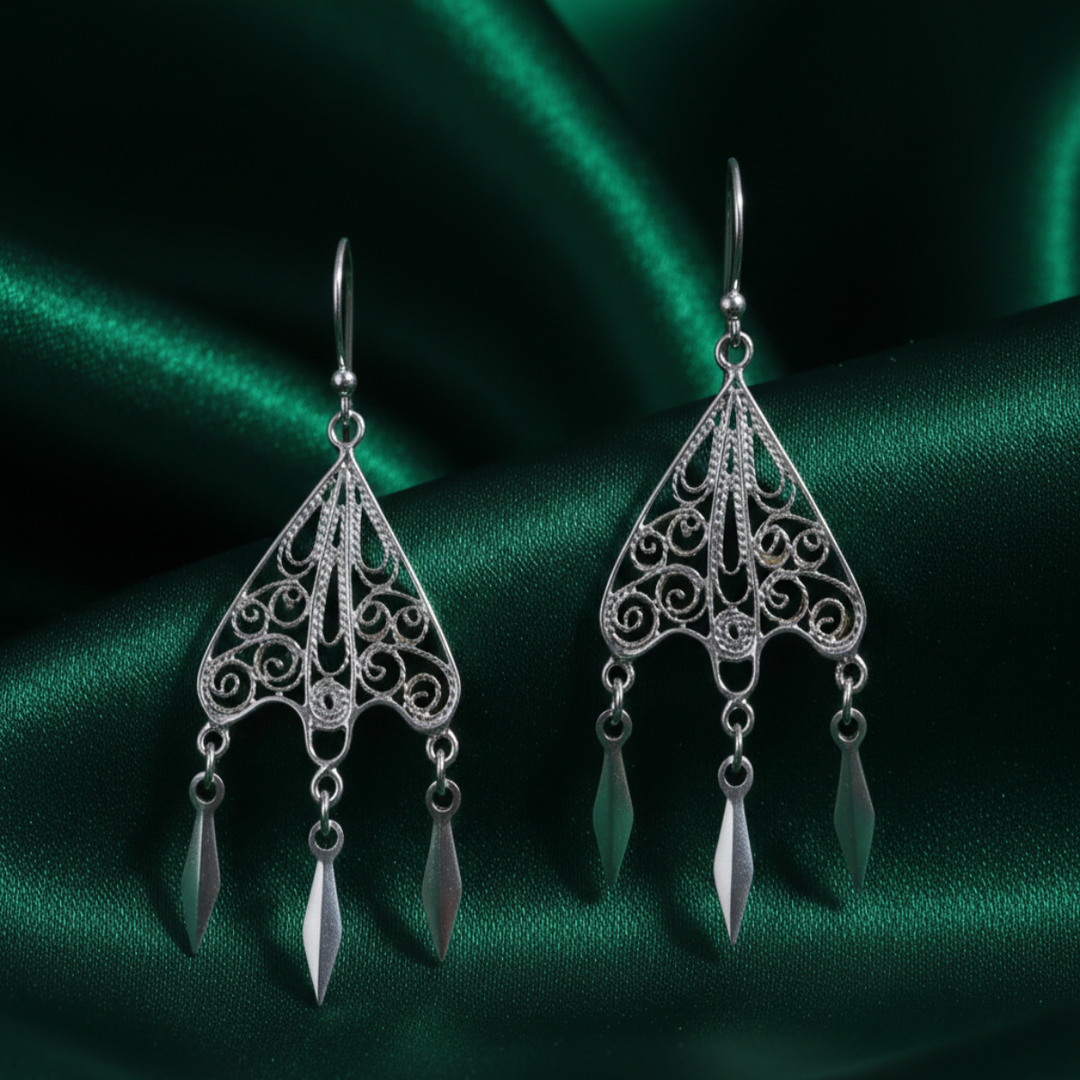 Tribal Link 925 Sterling Silver Earrings