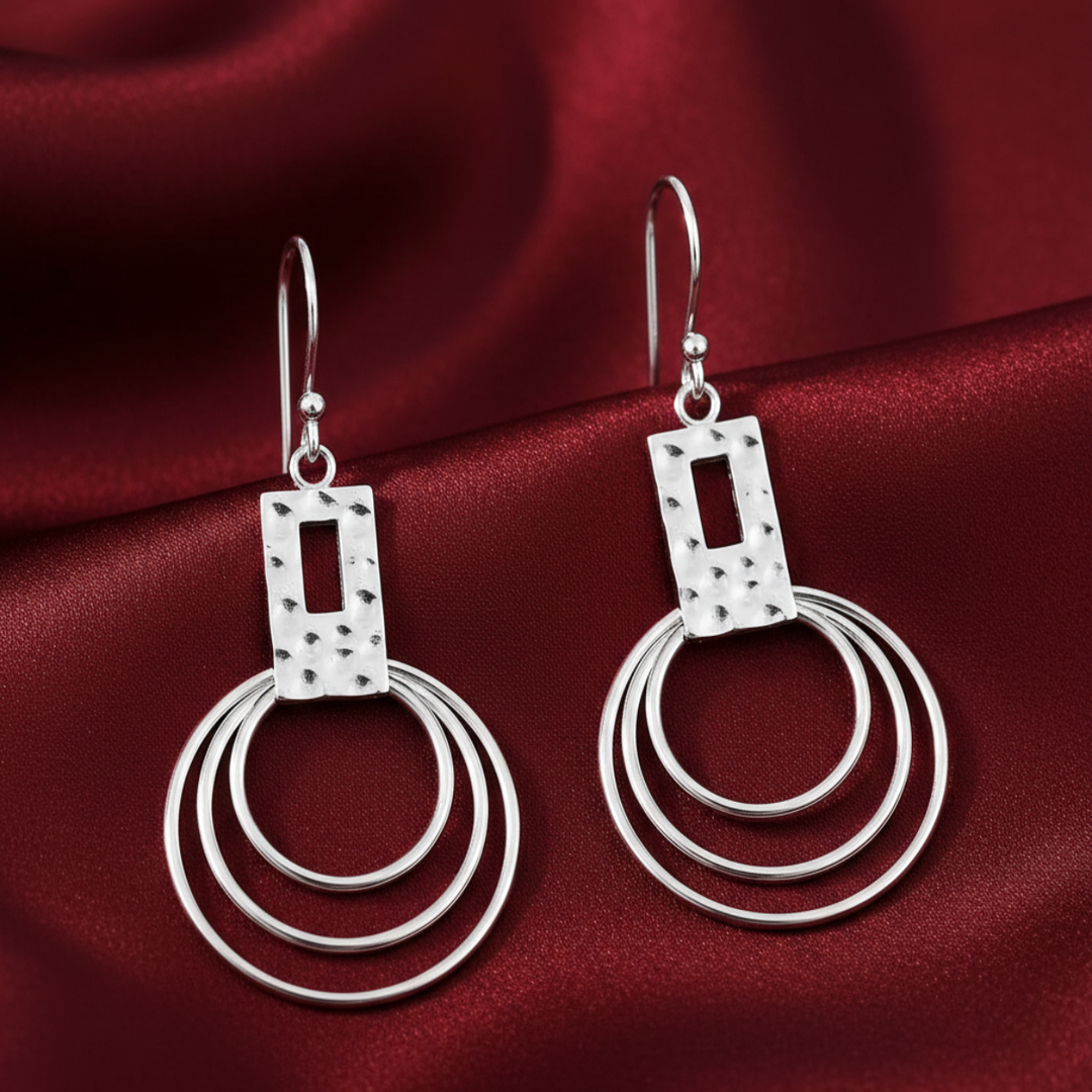 Circular Link 925 Sterling Silver Earrings