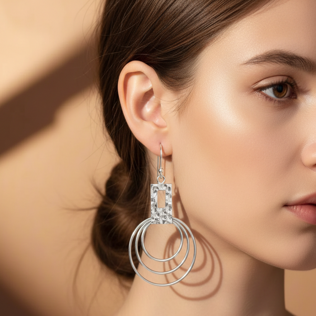 Circular Link 925 Sterling Silver Earrings