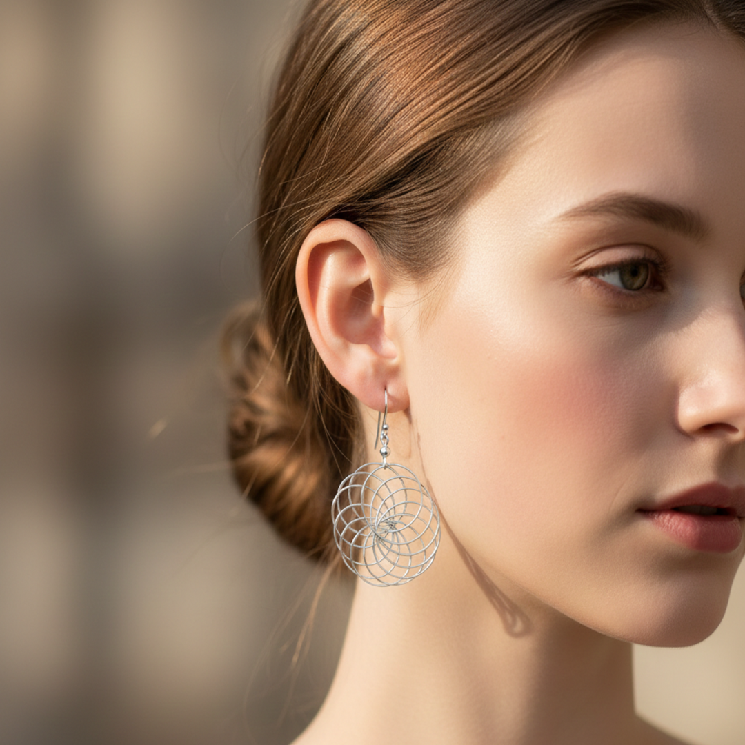 Geometric Link 925 Sterling Silver Earrings