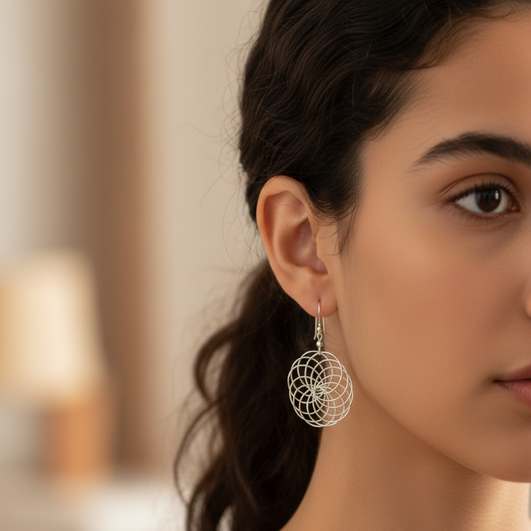 Geometric Link 925 Sterling Silver Earrings