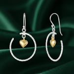 Load image into Gallery viewer, Dangling Golden Hearts Two Tone Link 925 Sterling Silver Earrings