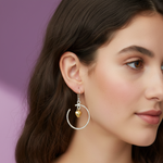 Load image into Gallery viewer, Dangling Golden Hearts Two Tone Link 925 Sterling Silver Earrings