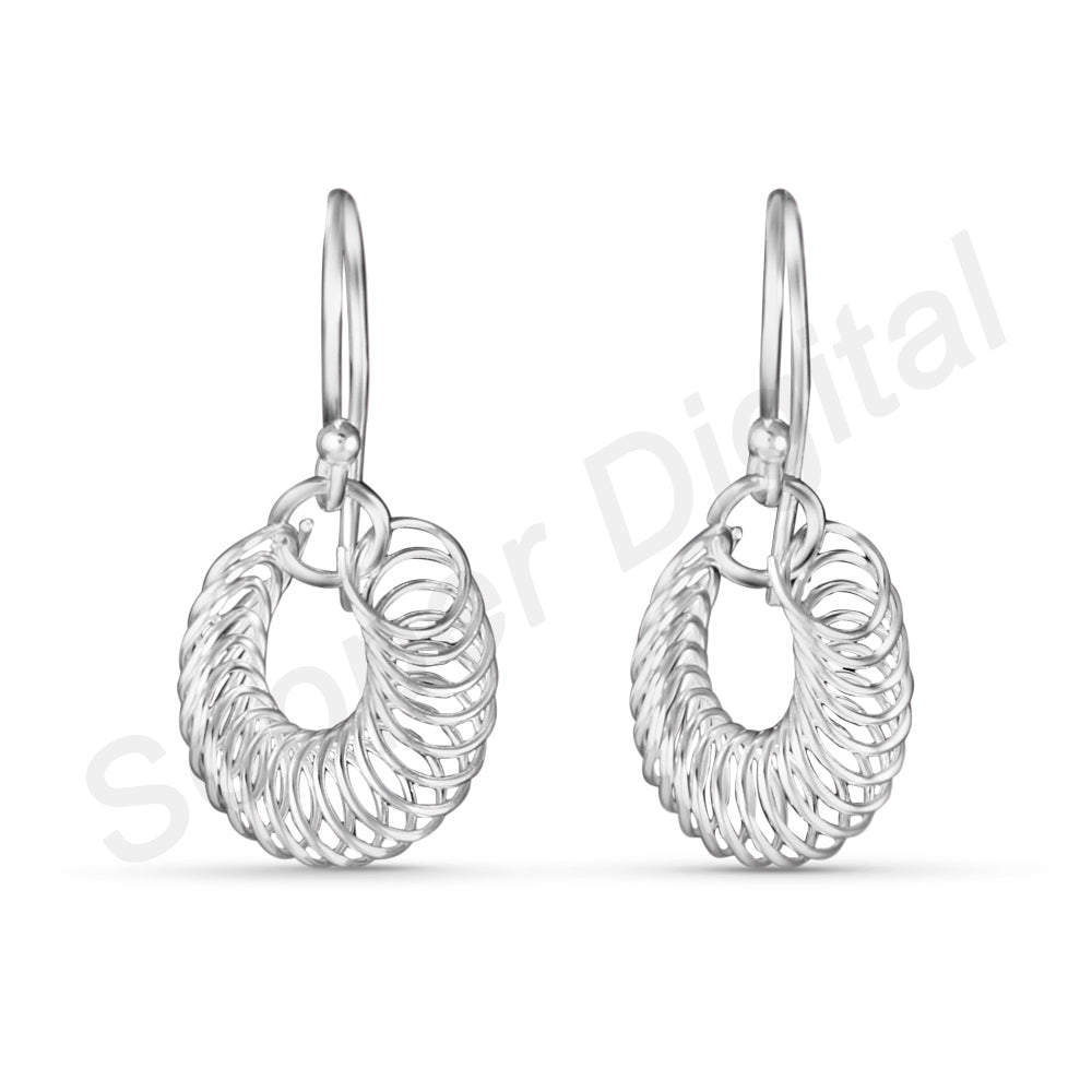 Spirale Link 925 Sterling Silver Earrings