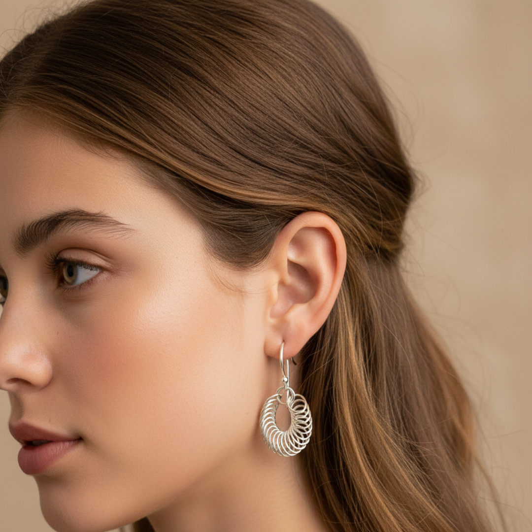 Spirale Link 925 Sterling Silver Earrings