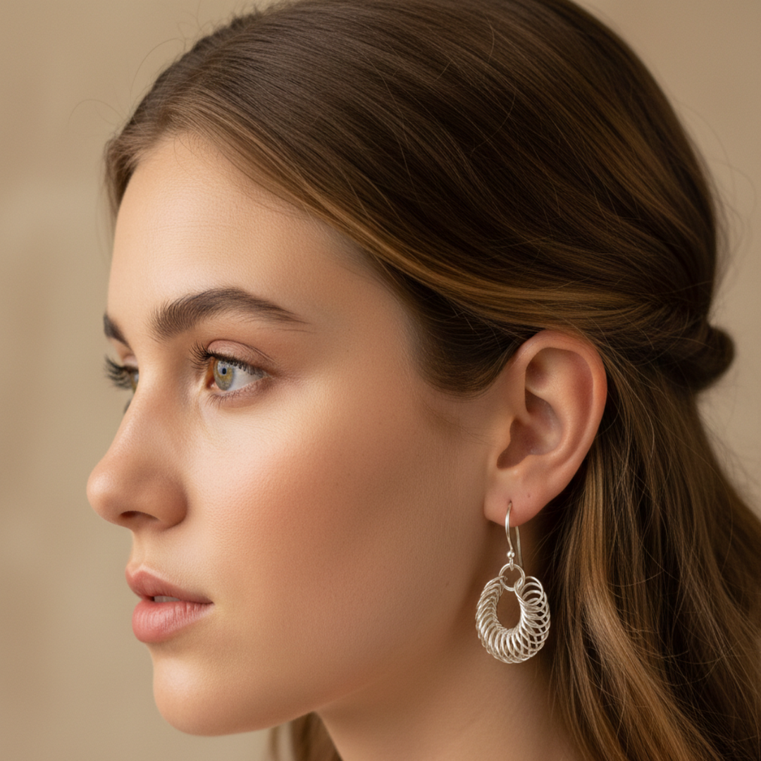 Spirale Link 925 Sterling Silver Earrings