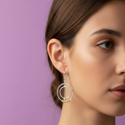 Sphere Two Tone Link 925 Sterling Silver Earrings