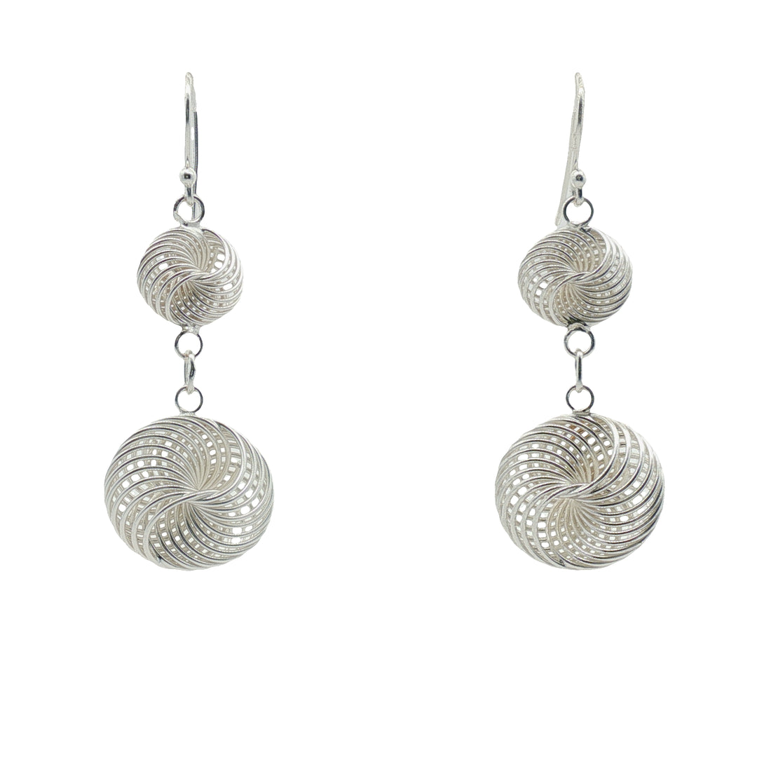 Geometric Waves 925 Sterling Silver Dangling Hook Earrings for Women