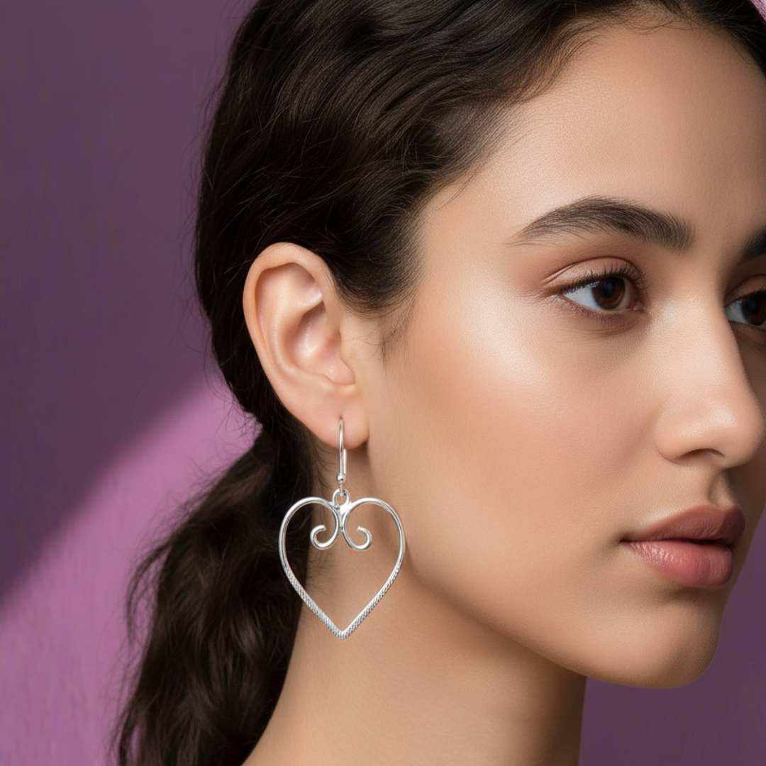 Magical Hearts Link 925 Sterling Silver Earrings