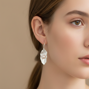 Oyster Pearl 925 Sterling Silver Dangling Hook Earrings for Women