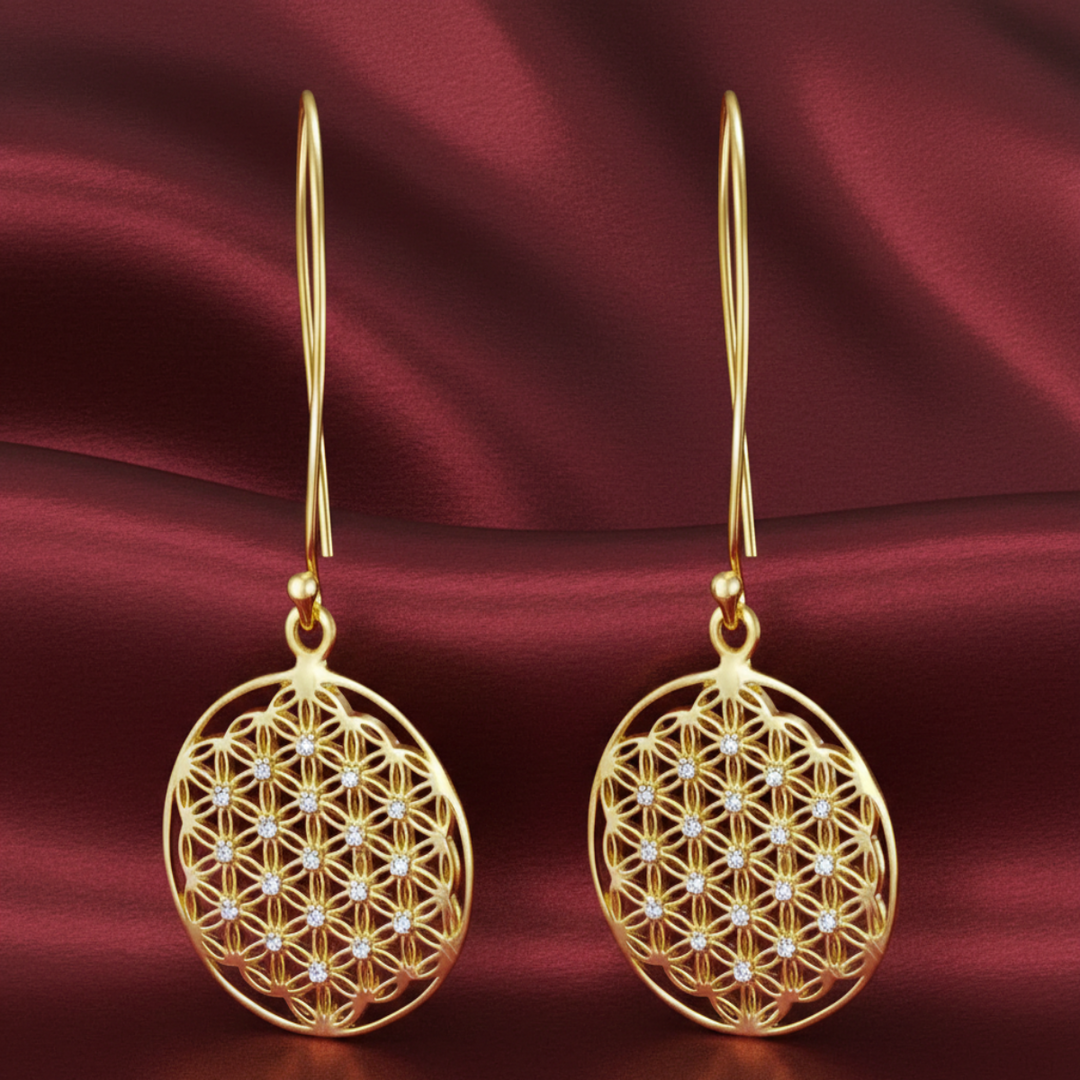 Intricate Designed Gold Plated 925 Sterling Silver Hook Earrings for Women