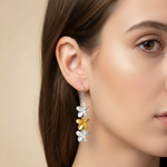Load image into Gallery viewer, Hawaiian Plumeria Floral Rhodium and Gold Plated 925 Sterling Silver Hook Earrings for Women