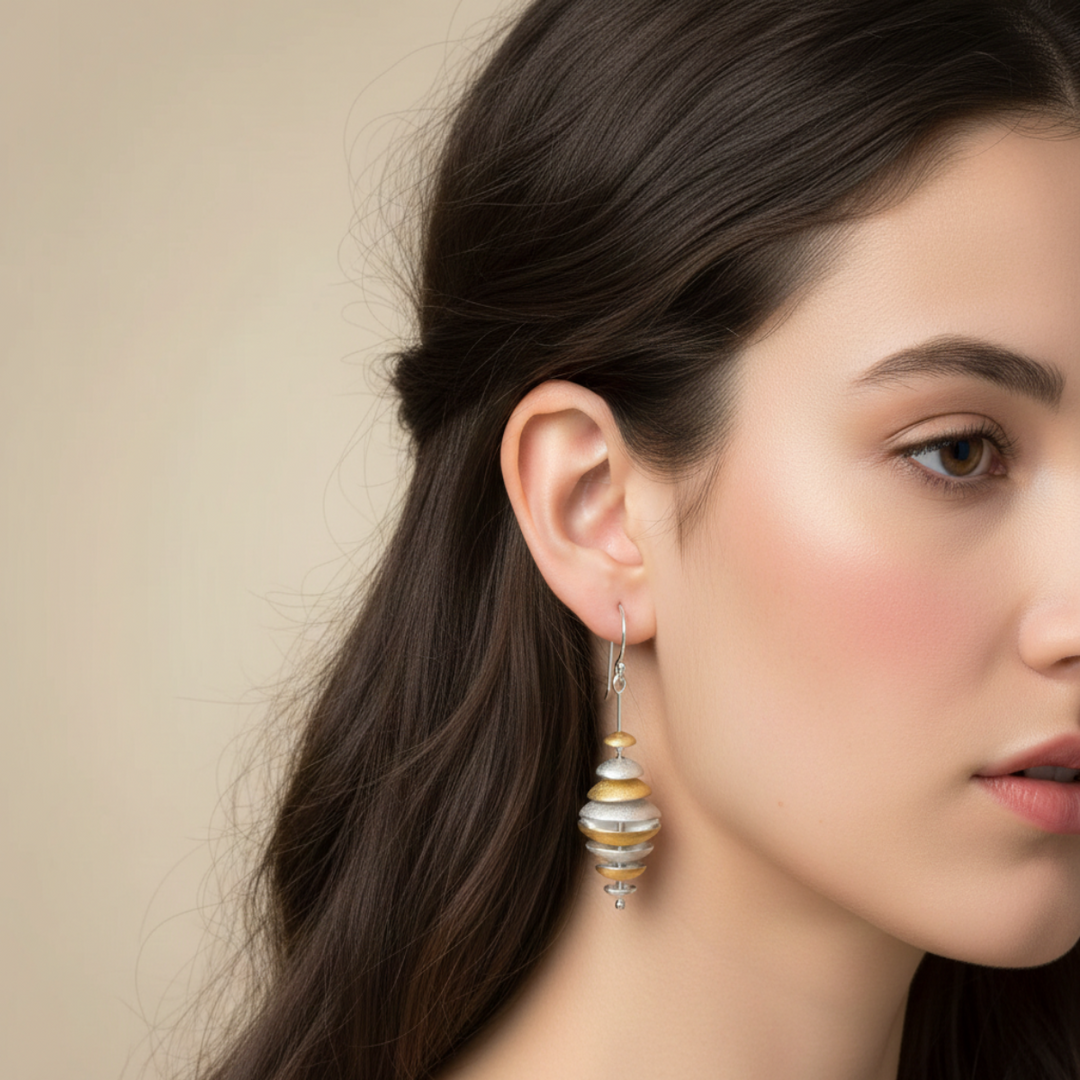 Lantern Rhodium and Gold Plated 925 Sterling Silver Hook Earrings for Women