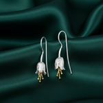 Load image into Gallery viewer, Handmade Cherry Flower Gold and Rhodium Plated 925 Sterling Silver Hook Earrings for Women