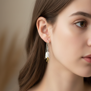 Handmade Cherry Flower Gold and Rhodium Plated 925 Sterling Silver Hook Earrings for Women
