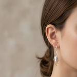 Load image into Gallery viewer, Handmade Cherry Flower Gold and Rhodium Plated 925 Sterling Silver Hook Earrings for Women