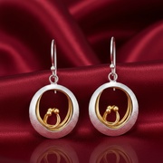 Handmade Yumi Gold and Rhodium Plated 925 Sterling Silver Hook Earrings for Women