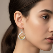 Handmade Yumi Gold and Rhodium Plated 925 Sterling Silver Hook Earrings for Women