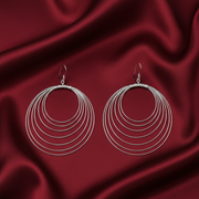 Graduating Circle Rhodium Plated 925 Sterling Silver Dangling Hook Earrings for Women