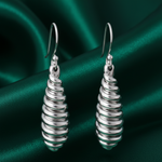 Load image into Gallery viewer, Spiral Hollow Rhodium Plated 925 Sterling Silver Dangling Hook Earrings for Women