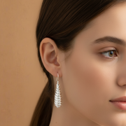 Spiral Hollow Rhodium Plated 925 Sterling Silver Dangling Hook Earrings for Women