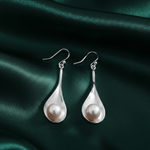 Load image into Gallery viewer, Oyster Handmade Pearl  Rhodium Plated 925 Sterling Silver Dangling Hook Earrings for Women