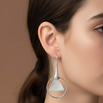 Load image into Gallery viewer, Handmade and Textured Triangle Rhodium Plated 925 Sterling Silver Dangling Hook Earrings for Women