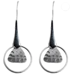 Load image into Gallery viewer, Handmade and Textured Triangle Rhodium Plated 925 Sterling Silver Dangling Hook Earrings for Women
