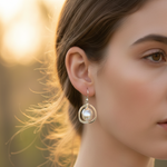 Load image into Gallery viewer, Handmade with Pearl Circle Rhodium Plated 925 Sterling Silver Dangling Hook Earrings for Women