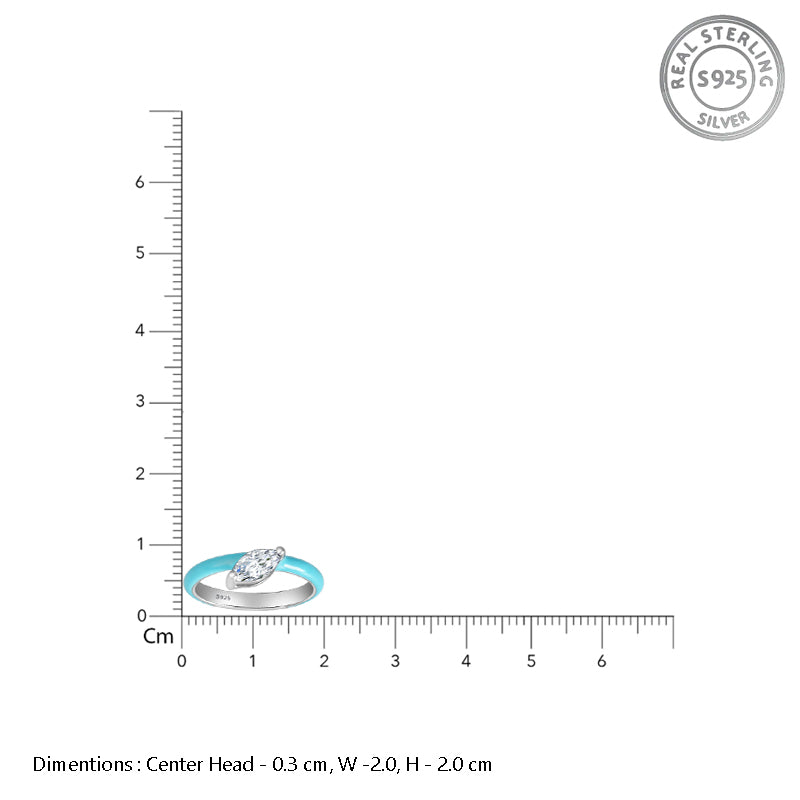 Royal Rainbow Marquee  925 Sterling Silver Ring
