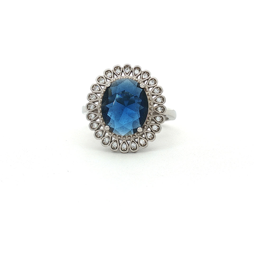 Stunning 925 Sterling Silver Red Gemstone Halo Ring with Side Accents