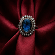 Stunning 925 Sterling Silver Red Gemstone Halo Ring with Side Accents