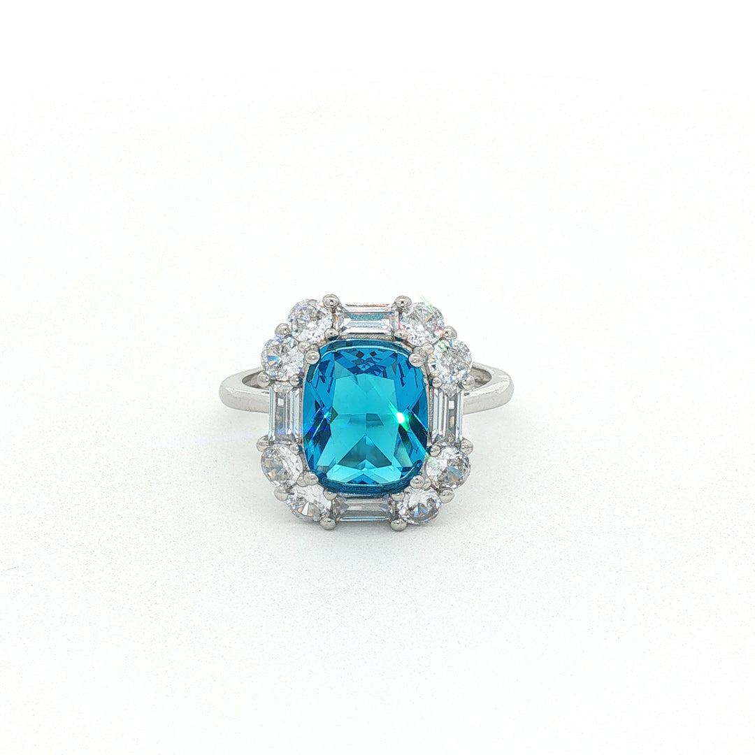 Premium 925 Sterling Silver Blue Stone Solitaire Ring