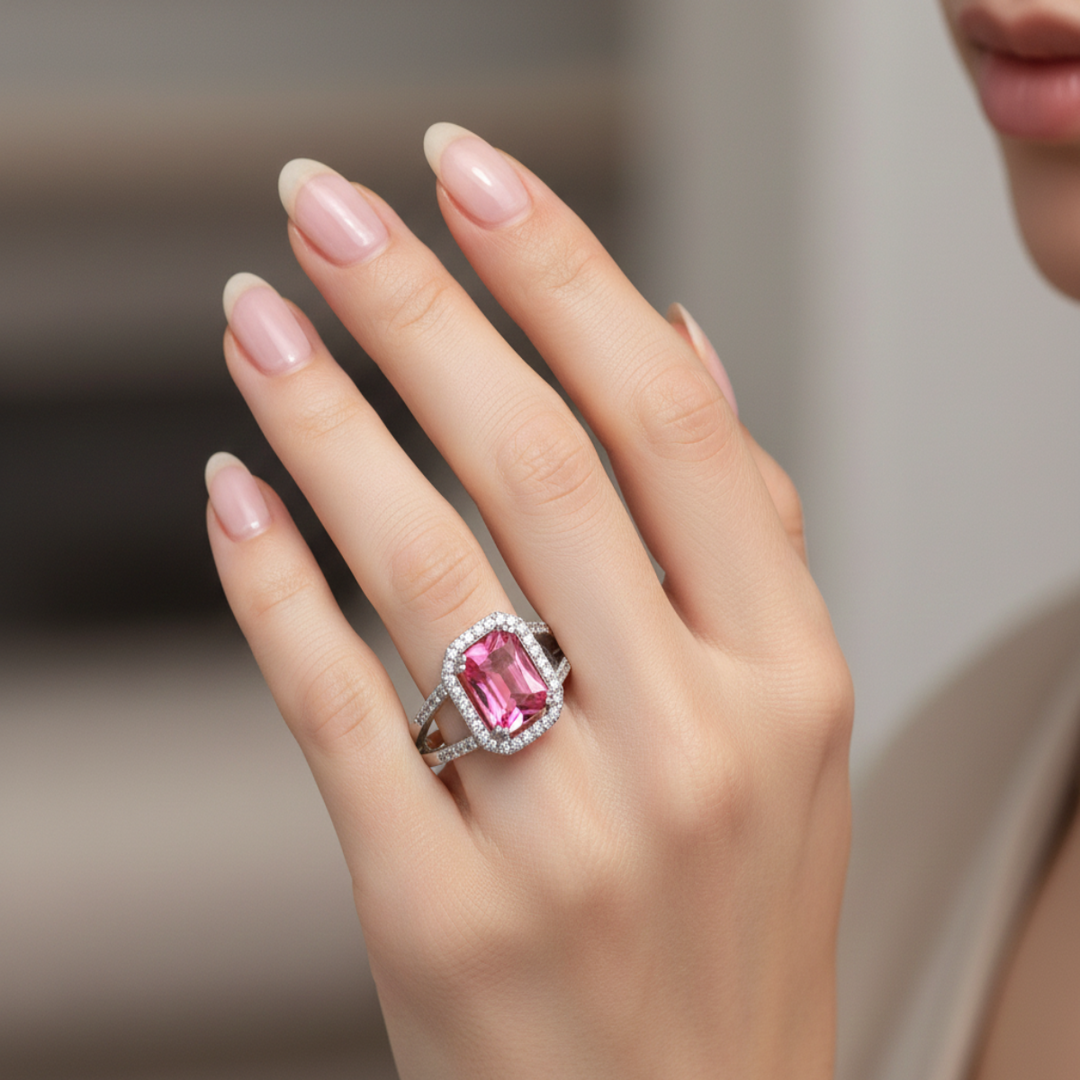 Luxury 925 Sterling Silver Solitaire Ring Sparkling CZ Diamond Look
