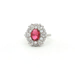 Load image into Gallery viewer, Stunning 925 Sterling Silver Red Gemstone Halo Ring with Side Accents
