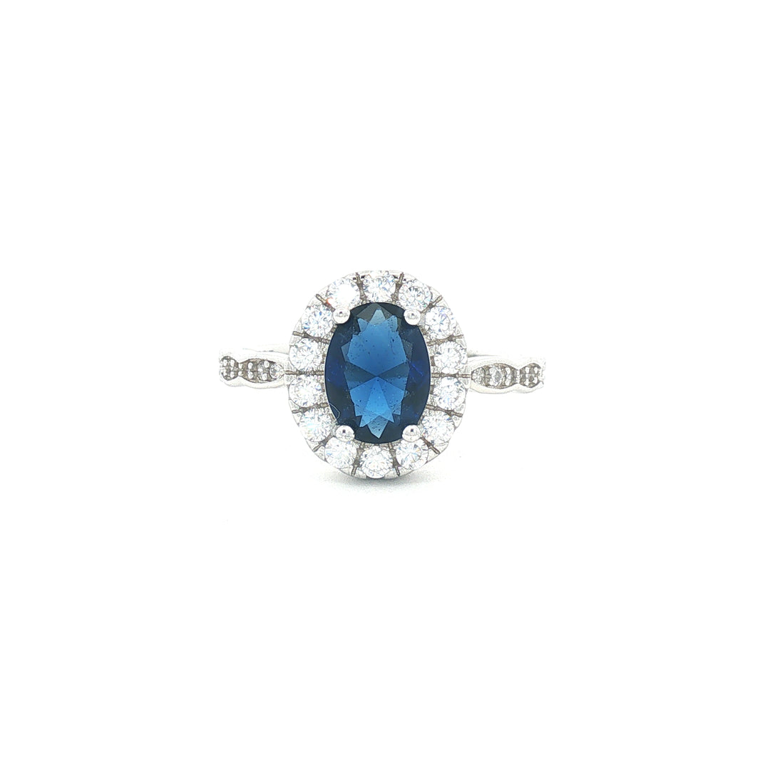 Elegant 925 Sterling Silver Emerald-Cut Red Stone Halo Ring