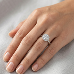 Load image into Gallery viewer, Elegant 925 Sterling Silver Halo Ring with Brilliant Round Cut Stone
