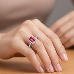 Load image into Gallery viewer, Ruby squre 925 Sterling Silver Ring
