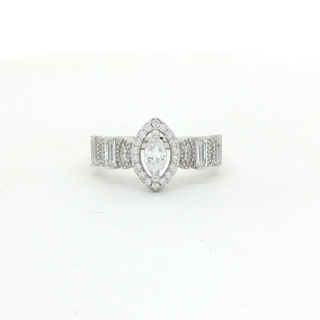 Elegant 925 Sterling Silver Marquise Solitaire Ring for Women