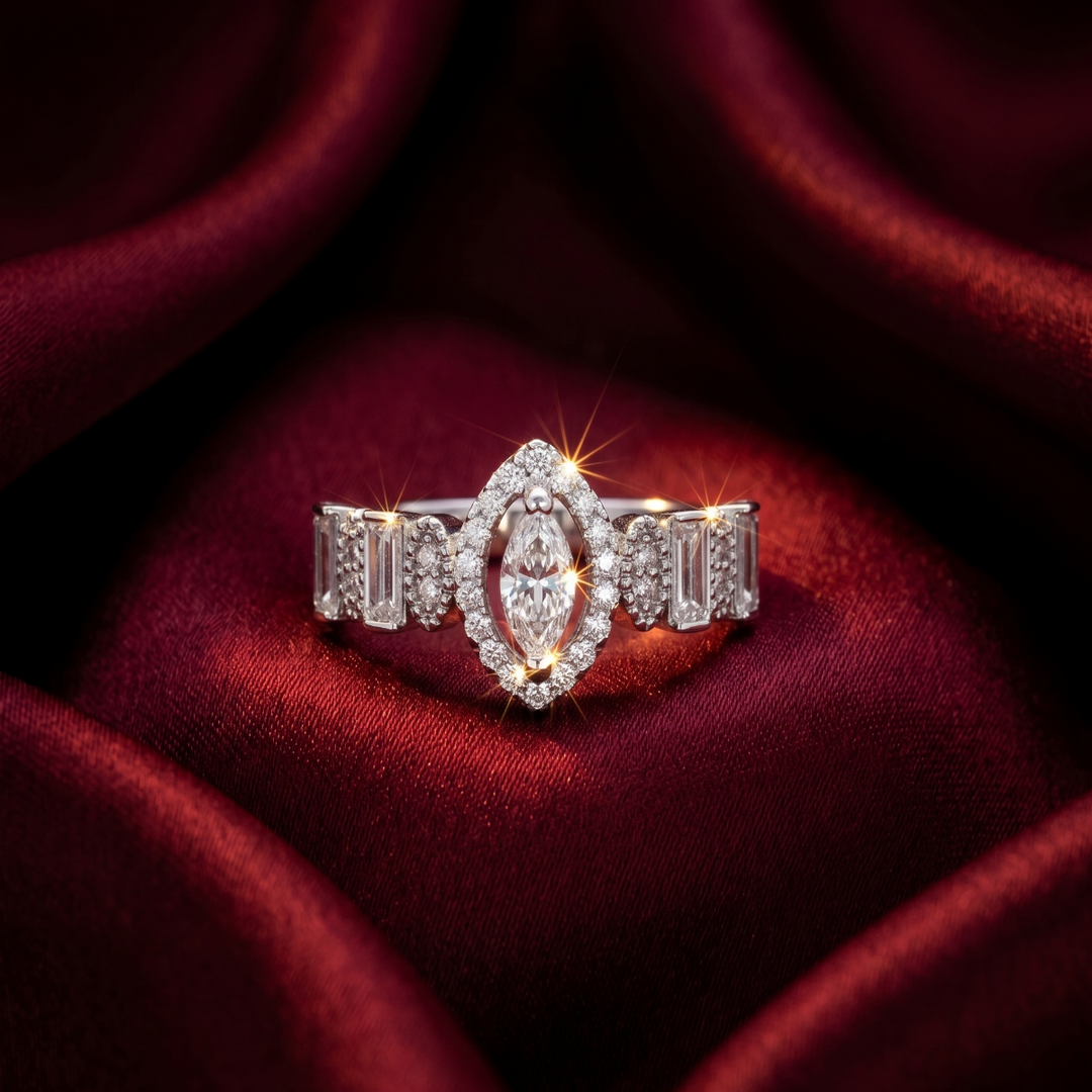 Elegant 925 Sterling Silver Marquise Solitaire Ring for Women