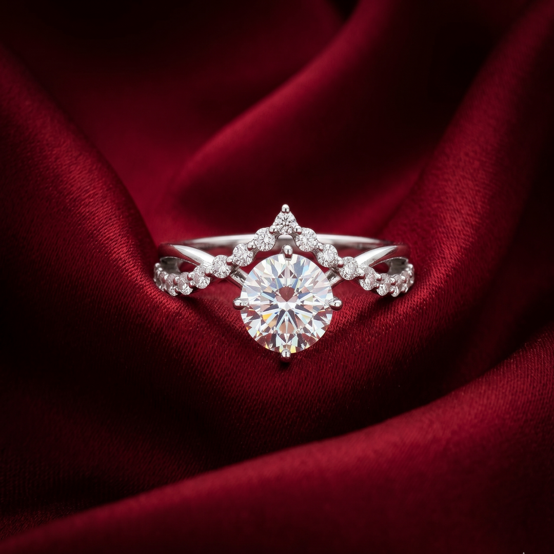 Premium 925 Sterling Silver Solitaire Ring with Sparkling Stone
