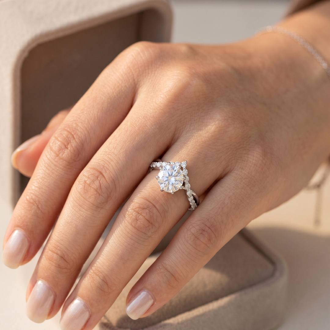 Premium 925 Sterling Silver Solitaire Ring with Sparkling Stone
