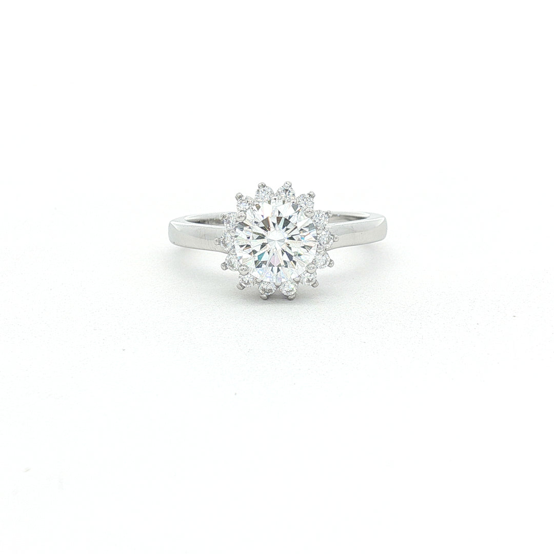Classic 925 Silver Solitaire Floral Ring Timeless Minimalist Design