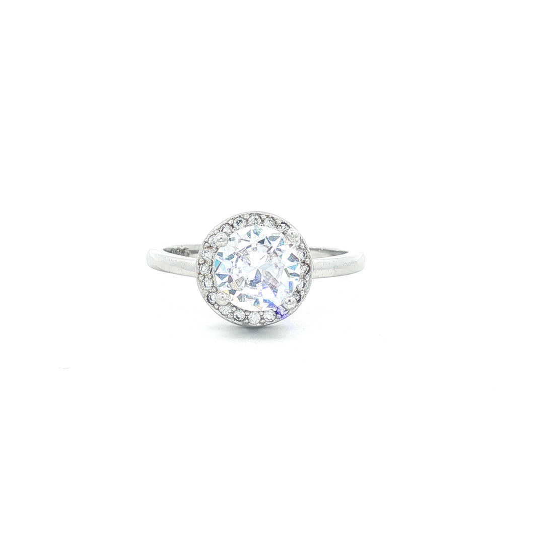 Timeless 925 Sterling Silver Solitaire Halo Ring Luxury Shine