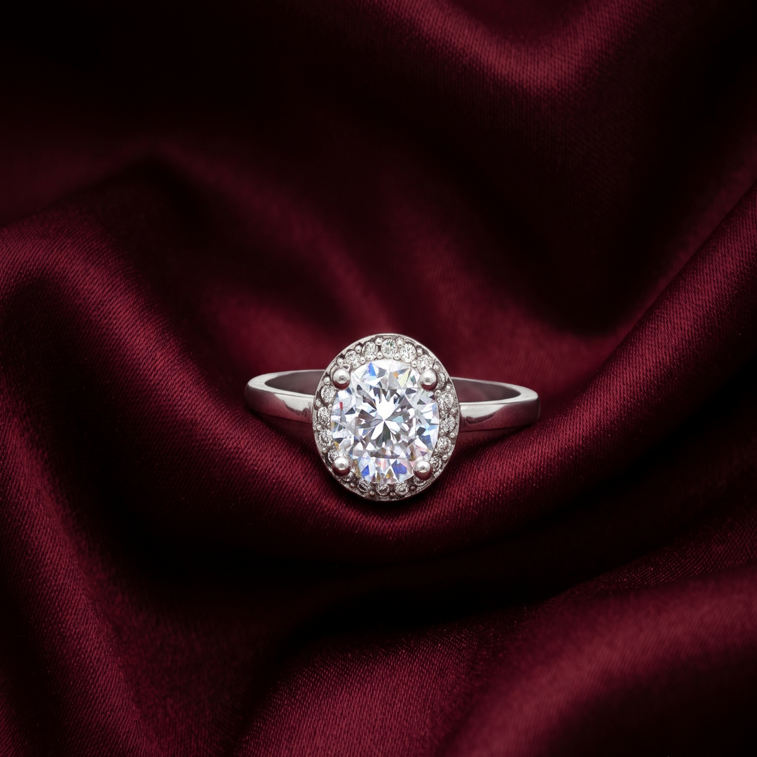 Timeless 925 Sterling Silver Solitaire Halo Ring Luxury Shine