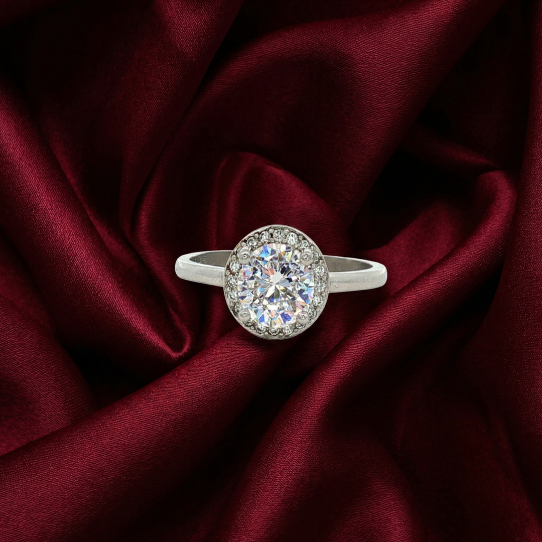 Timeless 925 Sterling Silver Solitaire Halo Ring Luxury Shine